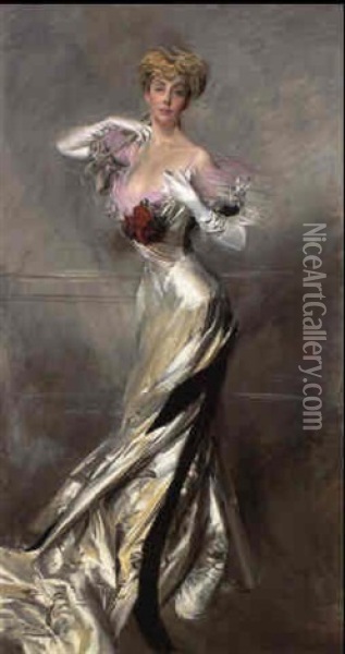 Portrait Of Countess Zichy Oil Painting - Giovanni Boldini