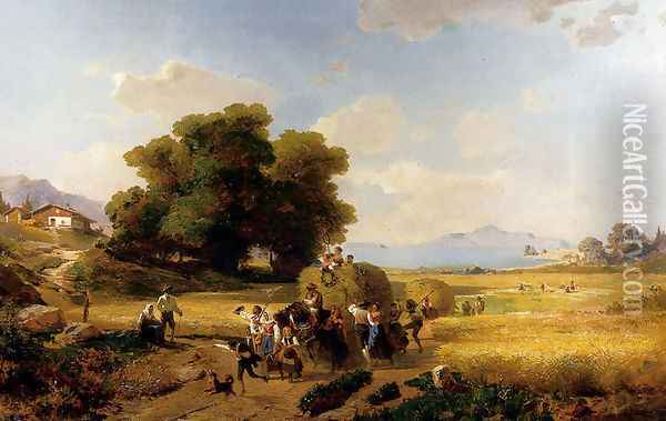 The Last Day Of The Harvest Oil Painting - Franz Richard Unterberger