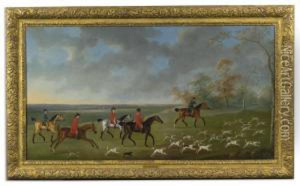 Mounted Fox Hunters With Hounds Oil Painting - John Nost Sartorius