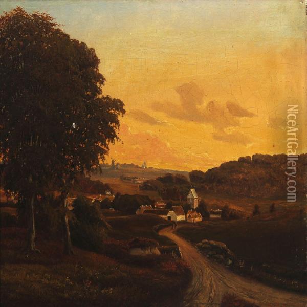 Danish Landscape Oil Painting - Anton Edvard Kieldrup