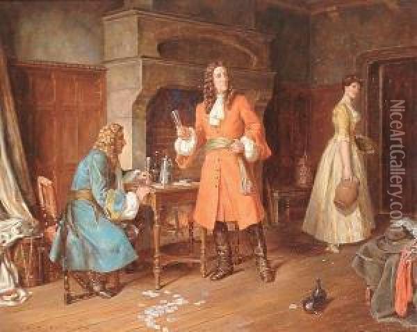 'unwelcome Guests' 'j.d.aylward 1908' (lower Left) Oil Painting - James Devine Aylward