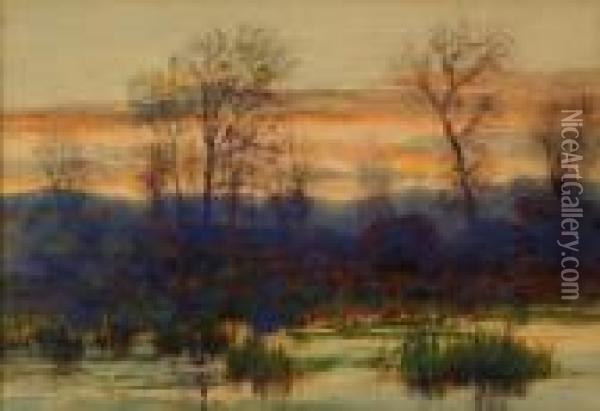 Evening In Autumn Near Denver Oil Painting - Charles Partridge Adams