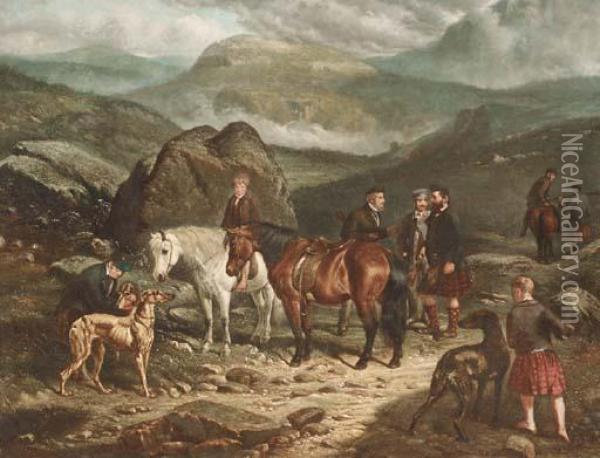 A Hunting Party In The Scottish Highlands Oil Painting - Arthur Fitzwilliam Tait