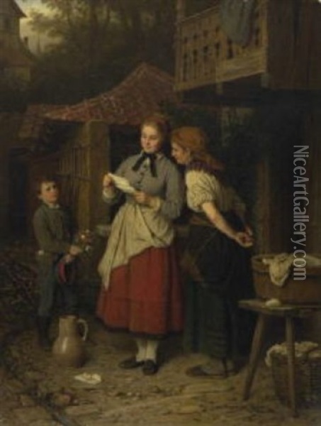 Der Liebesbrief Oil Painting - Johann Georg Meyer von Bremen