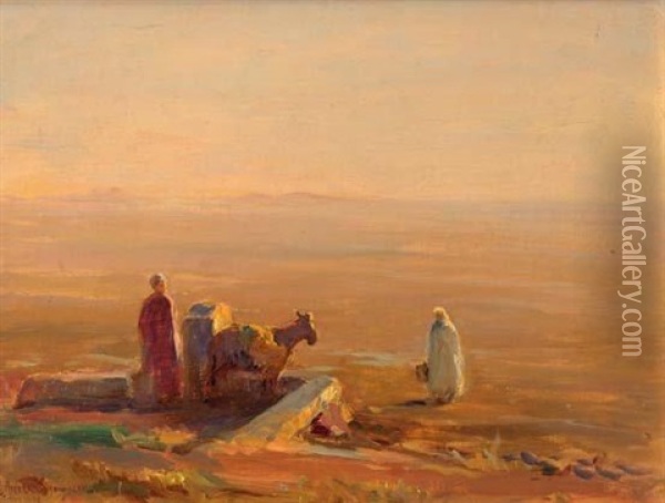 Etude Pour La Source (maroc, 1934)(study) Oil Painting - Georges Ricard-Cordingley