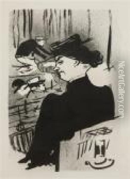 Une Spectatrice (from Le Caf Concert) Oil Painting - Henri De Toulouse-Lautrec