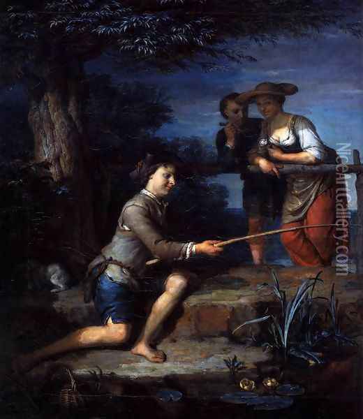 Angler c. 1700 detail Oil Painting - Carel de Moor