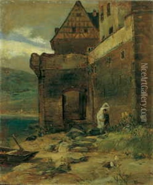 Der Frauenraub Zu Gondorf/mosel Oil Painting - Rudolf Ribarz