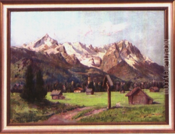Kreuz Am Dorfweg In Partenkirchen Oil Painting - Clemens Fraenkel