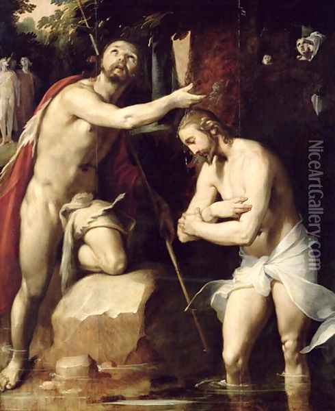 The Baptism of Christ 2 Oil Painting - Cornelis Cornelisz Van Haarlem