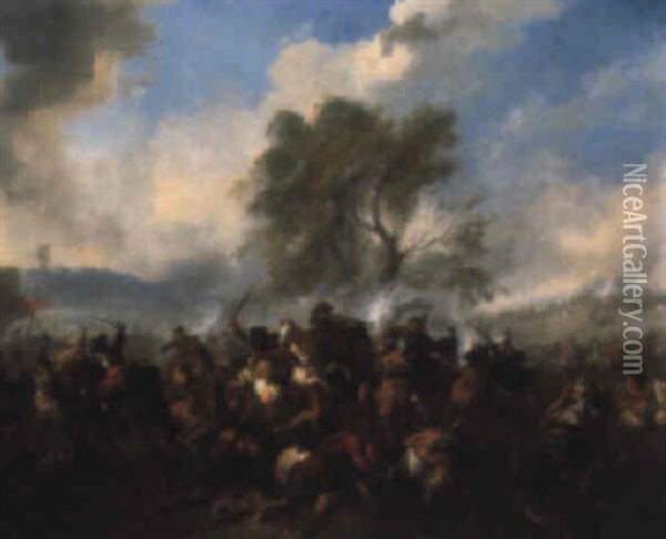 The Battle At Kahlenberg, 1683 Oil Painting - Jan van Huchtenburg