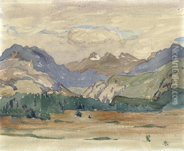 Engadiner Landschaft. Um 1926. Oil Painting - Giovanni Giacometti