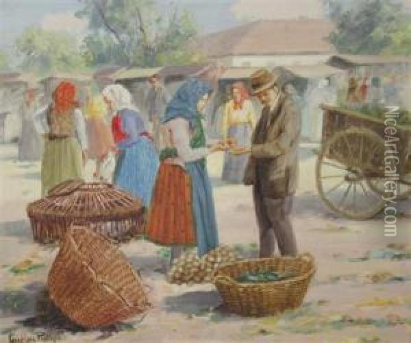 Market Scene Oil Painting - Carolus Pallya