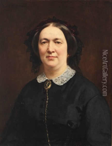 Portrat Einer Frau Mit Spitzenkragen Oil Painting - Ernst Hildebrand