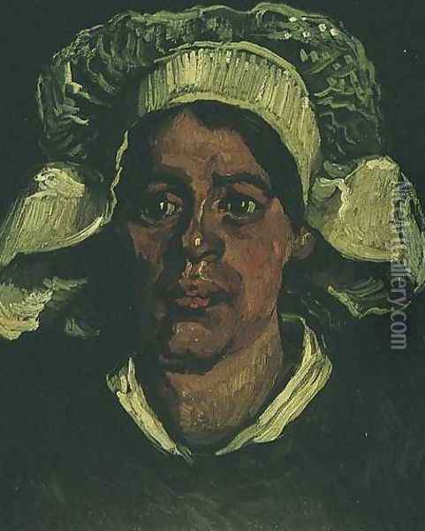 Head Of A Peasant Woman With White Cap IX Oil Painting - Vincent Van Gogh