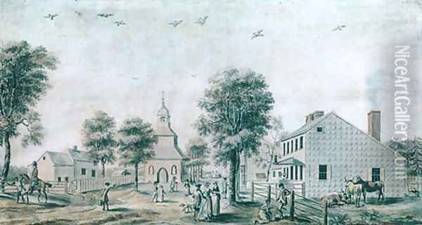 Brooklyn, Long Island (View of the Village Green) 1778 Oil Painting - Anonymous Artist