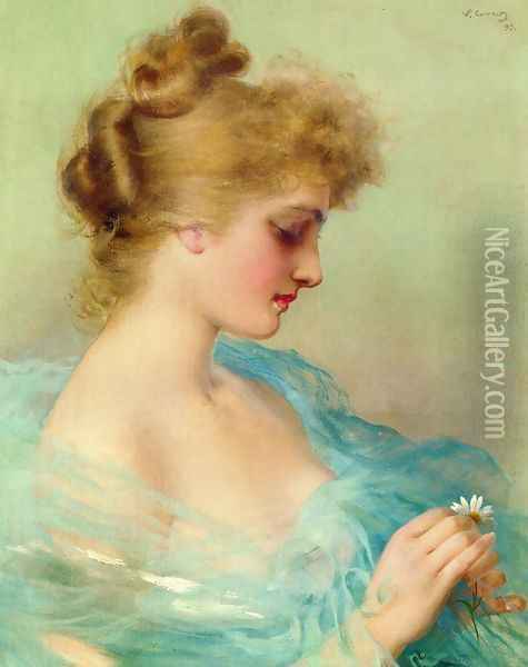 He Loves Me, He Loves Me Not Oil Painting - Vittorio Matteo Corcos