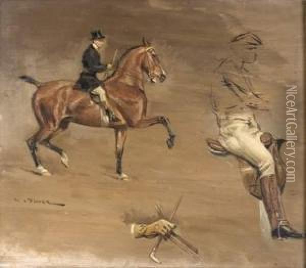 Esquisse De Cavaliers Oil Painting - Auguste Vimar