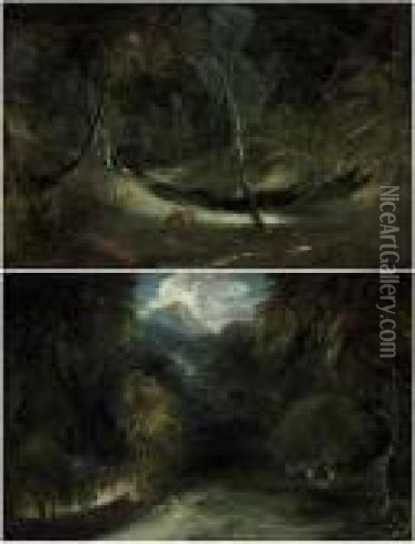 Studies From Nature: The Source 
Of The Manifold At Ilam Park; And Aview Of Dovedale Looking Towards 
Thorpe Cloud Oil Painting - Sir Thomas Lawrence