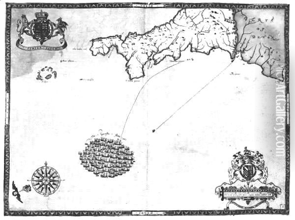 Map No. 1 showing the route of the Armada fleet Oil Painting - Robert Adams