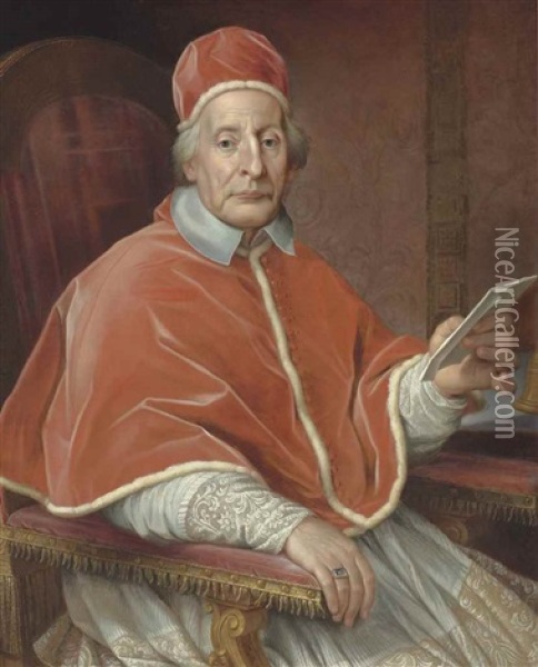 Portrait Of Pope Clement Xii, Seated Oil Painting - Agostino Masucci