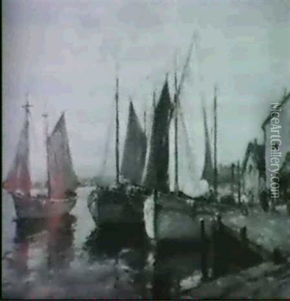 Harbor Scene Oil Painting - William Ward I
