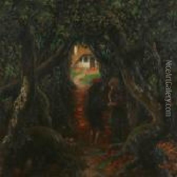 Hansel And Gretel In The Witch's Forest Oil Painting - Hans Anderson Brendekilde