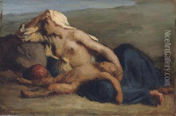 Hagar And Ishmael Oil Painting - Jean-Francois Millet