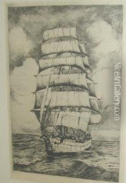 A Barque In Full Sail Oil Painting - Jan Sirks