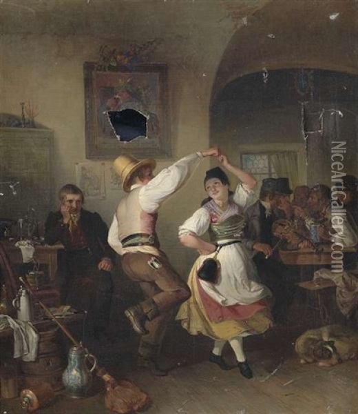Tanz Im Wirtshaus Oil Painting - Johann Baptist Wengler
