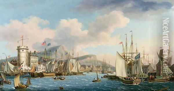Leith Harbour, 1825 Oil Painting - John Thomas Serres