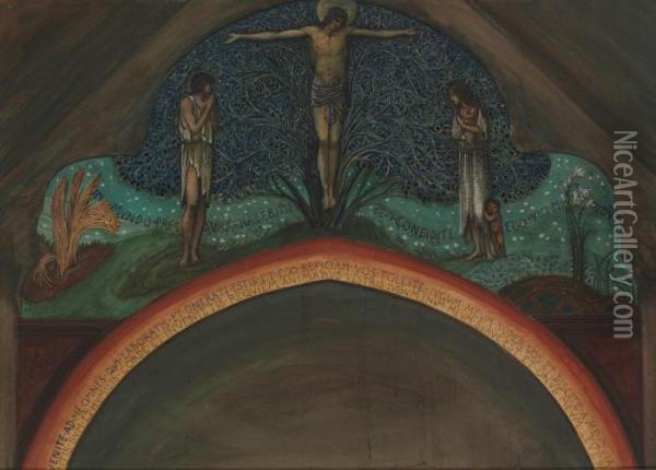The Tree Of Life: A Study For The Mosaics In The American Church, Rome Oil Painting - Sir Edward Coley Burne-Jones