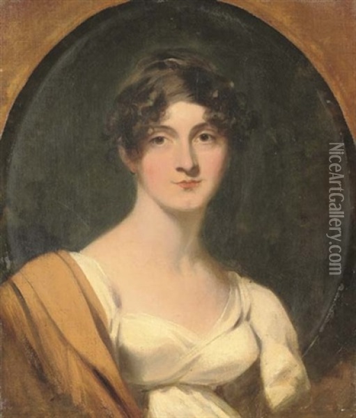 Portrait Of Mrs Jordan In A White Dress And Yellow Shawl Oil Painting - Thomas Lawrence