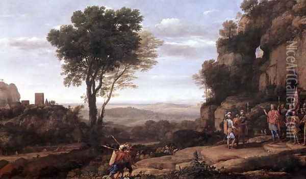 Landscape with David at the Cave of Abdullam, 1658 Oil Painting - Claude Lorrain (Gellee)