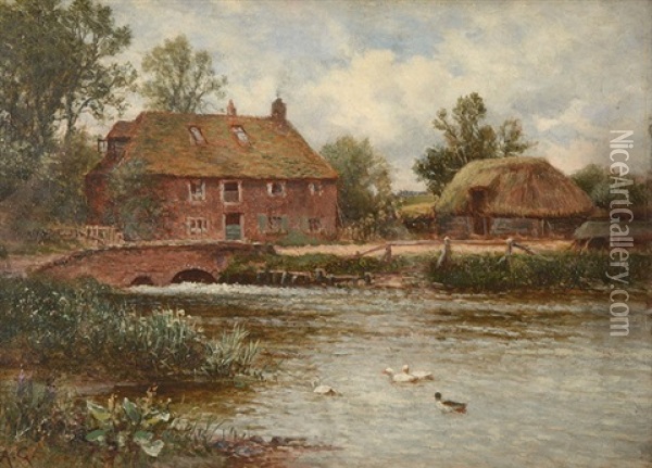 The Duck Pond Oil Painting - Alfred Glendening Jr.