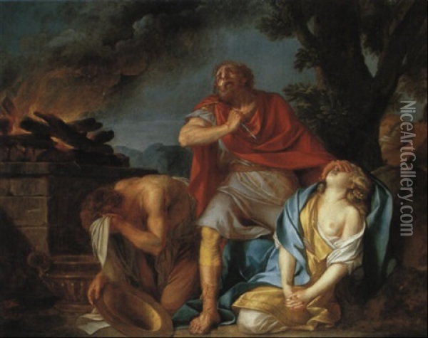Le Sacrifice De Jepht, Oil Painting - Pierre (Pere) (Delacour) Lacour