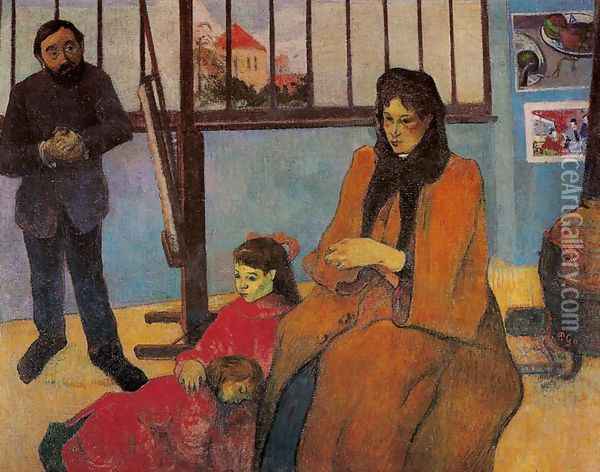 Schuffenecker's Studio (The Schuffenecker Family) Oil Painting - Paul Gauguin
