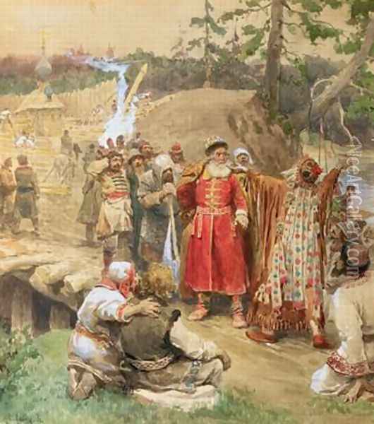 The Conquest of the New Regions in Russia Oil Painting - Klavdiy Vasilievich Lebedev