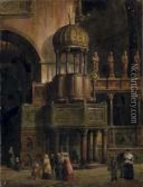 Venezia, Interno Di San Marco Oil Painting - Francesco Zanin