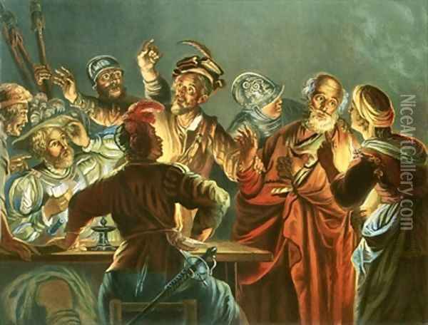 Peter denying Christ Oil Painting - Andreas Cellarius