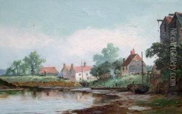 On The River Ouse At Lewes, Sussex Oil Painting - Alexander Williams