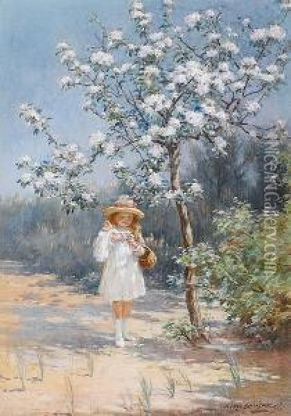 Collecting Blossom Oil Painting - William Kay Blacklock