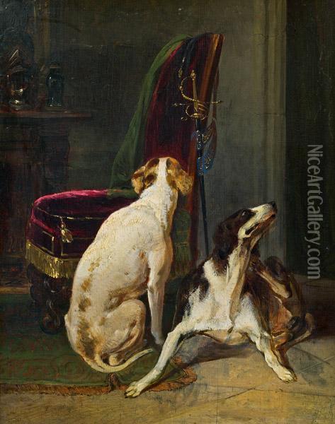 Zwei Hunde Oil Painting - Johann Matthias Ranftl