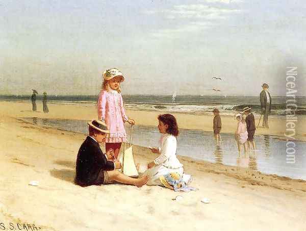 Children on the Beach I Oil Painting - Samuel S. Carr