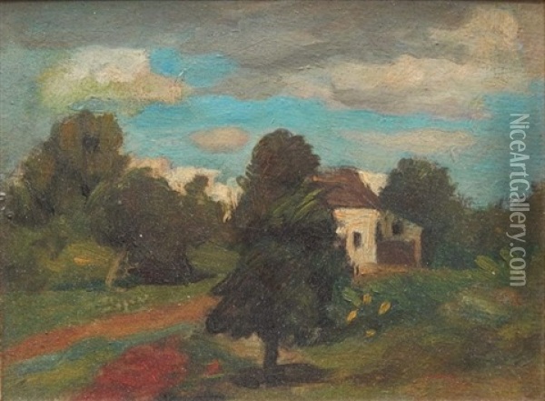 Landscape At Dusk Oil Painting - Thomas Anshutz