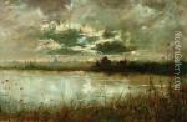 Laguna Pontina Oil Painting - Enrique Serra y Auque