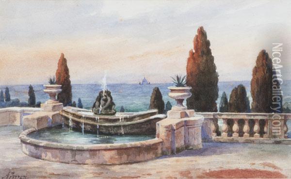 Terrazza A Villa D'este Oil Painting - Arturo Ferrari