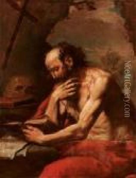 San Girolamo In Adorazione Delcrocifisso Oil Painting - Flaminio Torri