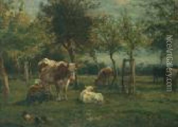 Vaches Au Pre Oil Painting - Willem Carel Nakken