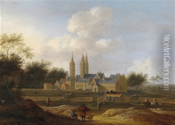 Blick Auf Die Abtei Egmond Oil Painting - Jacob Van Der Croos